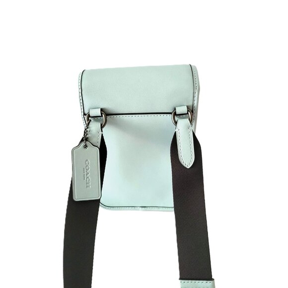 Coach CAJ42 Racer Phone Crossbody Smooth Leather Bag Mens Light Blue - Picture 5 of 8